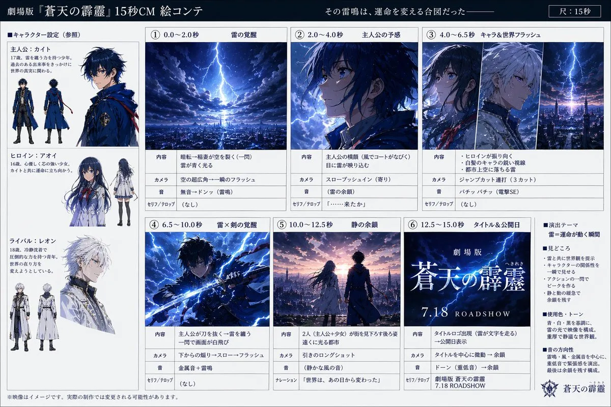 Bảng phân cảnh storyboard quảng cáo phim anime