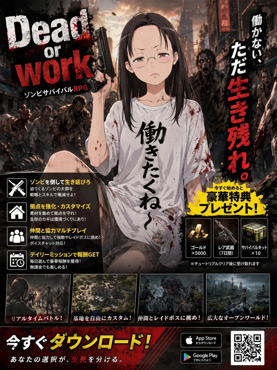 Poster quảng cáo game anime nhập vai sinh tồn zombie