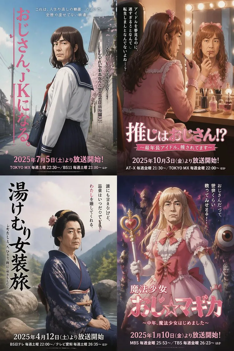 Bộ 4 poster parody quý ông trung niên Nhật Bản