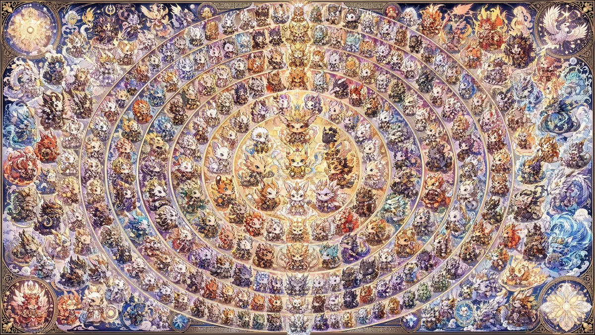 Mandala kỳ ảo 108 linh thú chibi