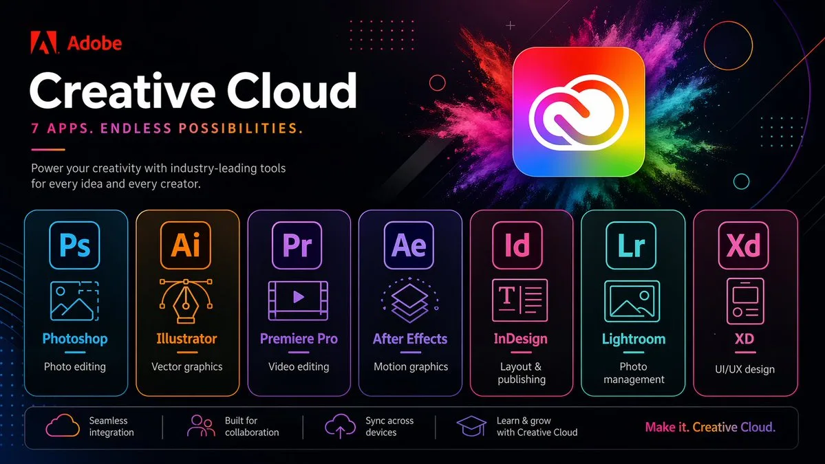 Poster quảng cáo Creative Cloud phong cách neon