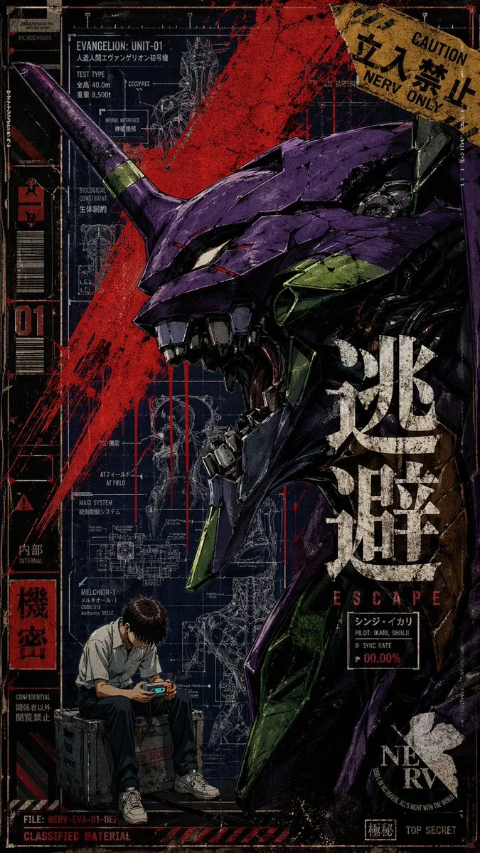 Poster Evangelion Unit-01 phong cách gai góc cổ điển