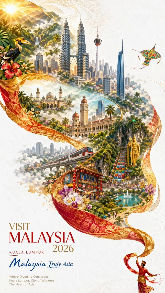 Poster du lịch Malaysia 2026
