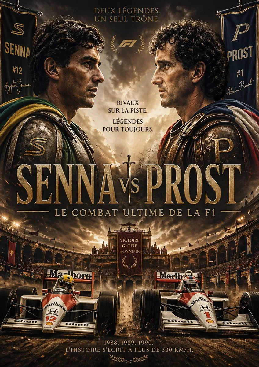 Poster đấu sĩ hoành tráng Senna đối đầu Prost