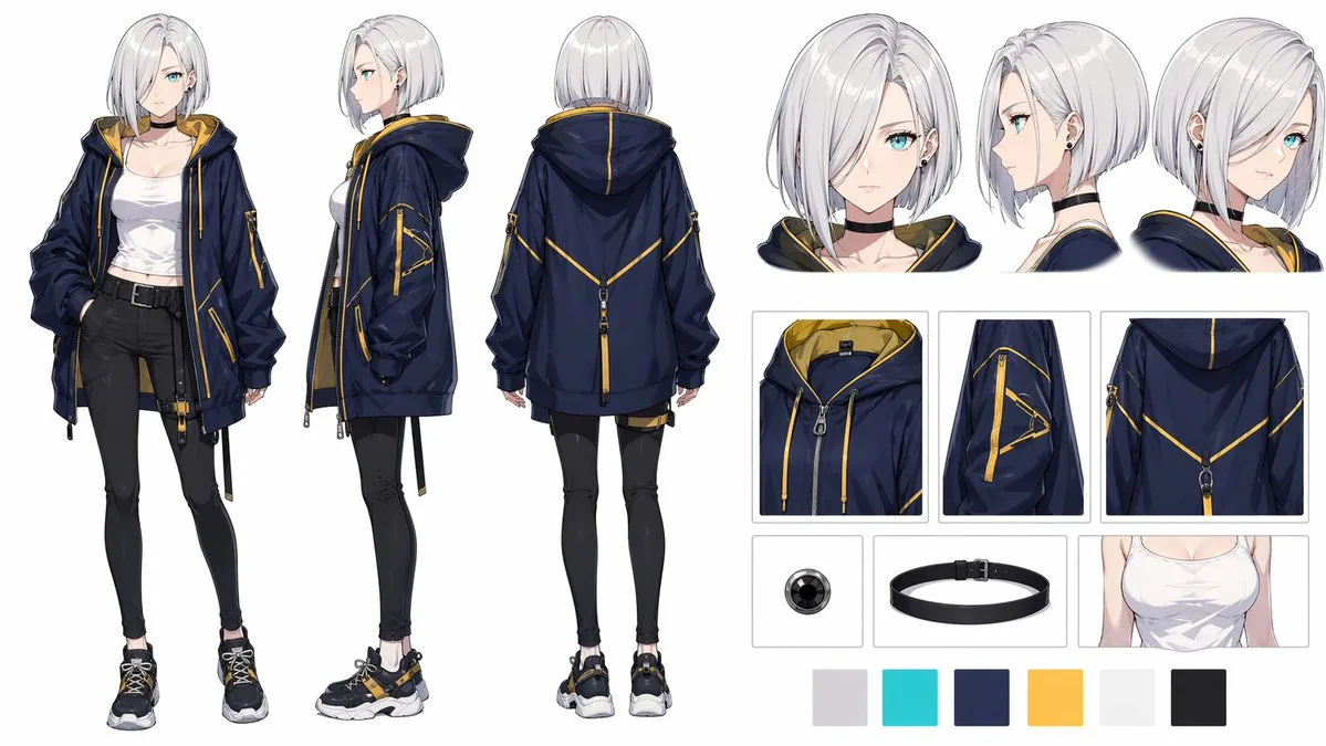 Bảng thiết kế nhân vật anime phong cách streetwear