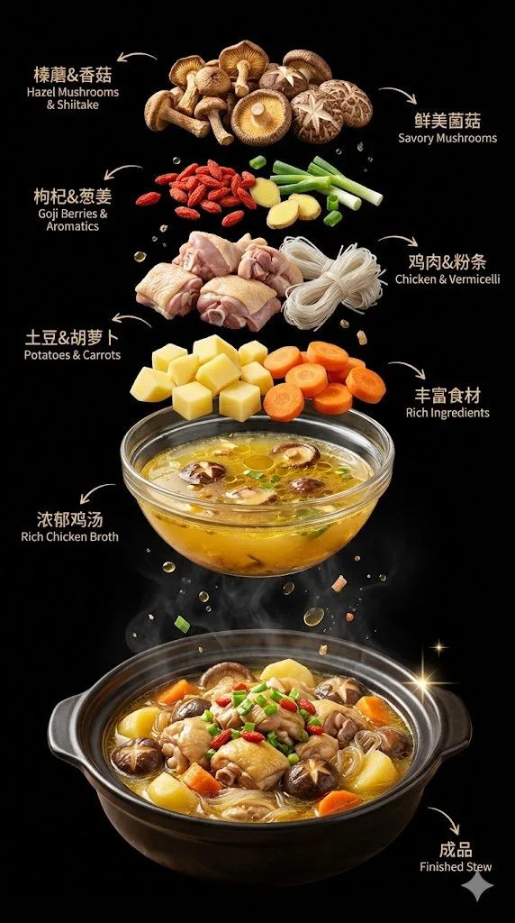 Poster quảng cáo gà hầm nấm tách lớp