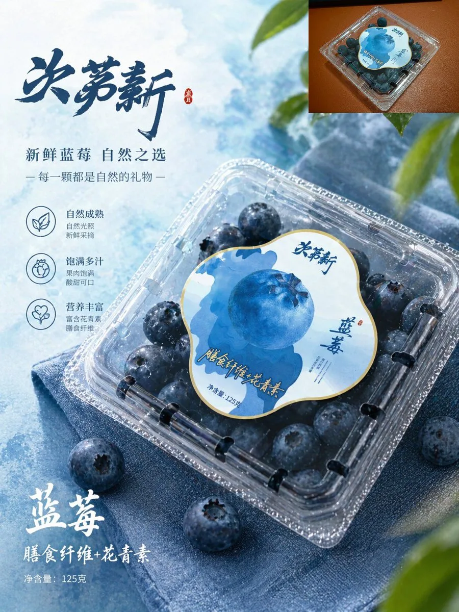 Poster quảng cáo việt quất tươi cao cấp