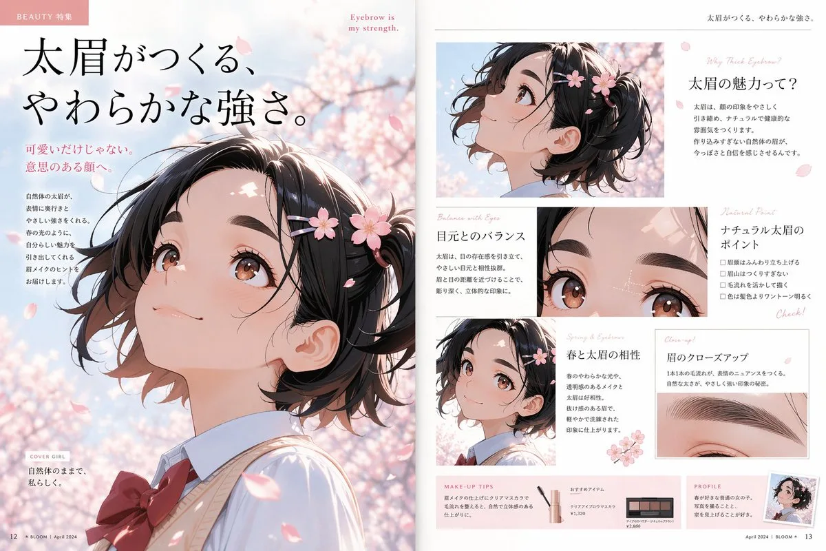 Chuyên đề lông mày trên tạp chí làm đẹp anime