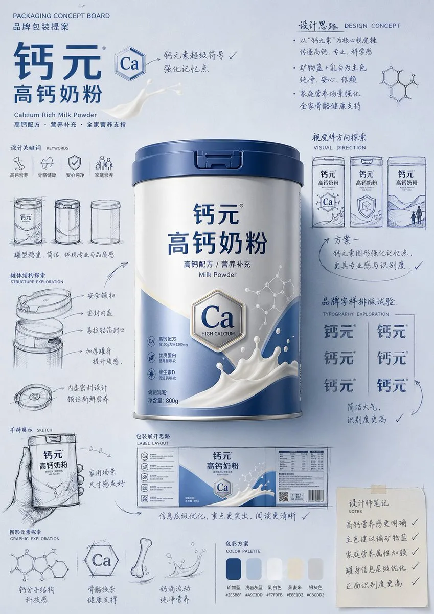 Bảng đề xuất thiết kế bao bì sản phẩm phong cách phác thảo