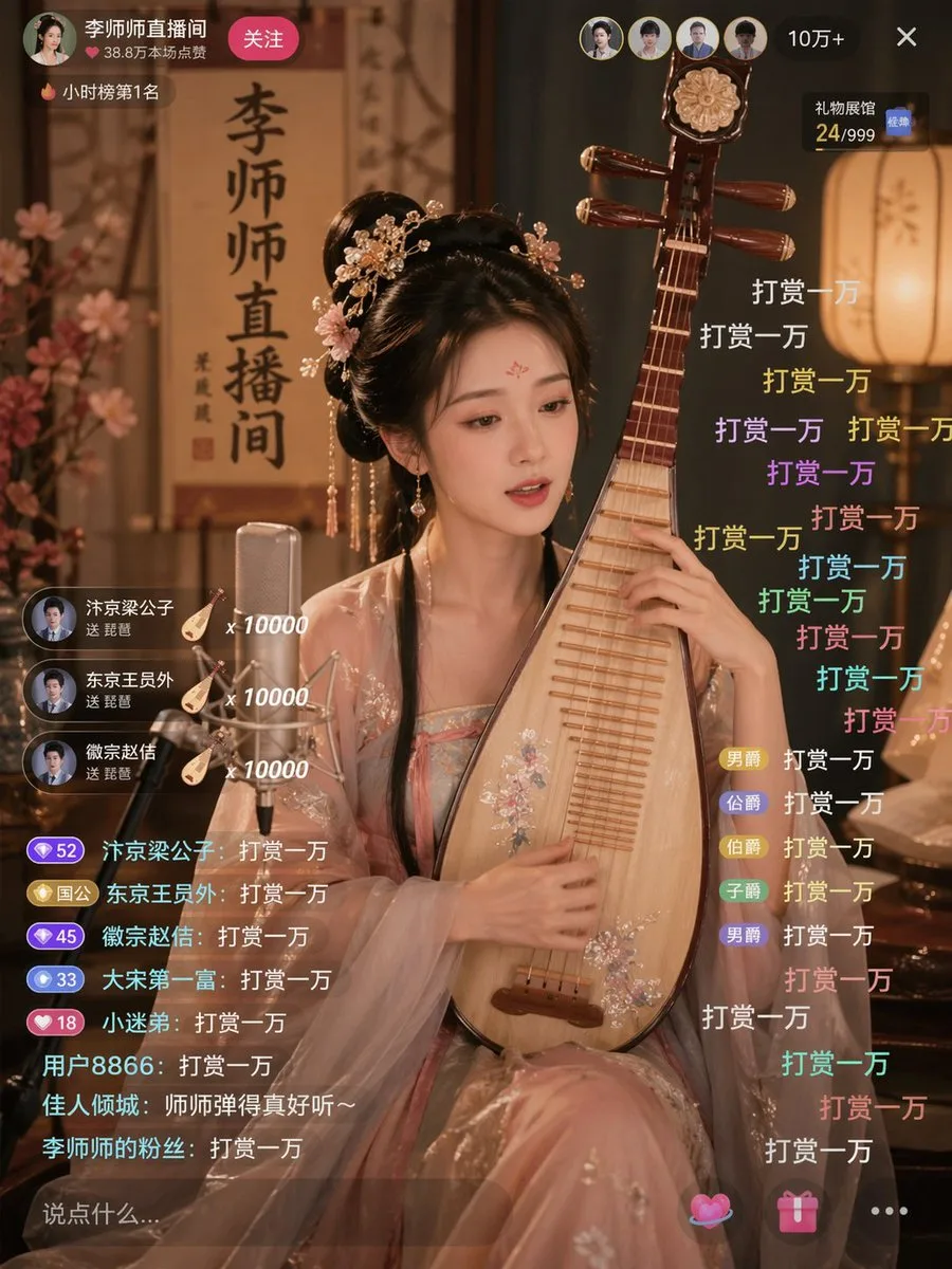Livestream mỹ nhân cổ trang gảy đàn tỳ bà
