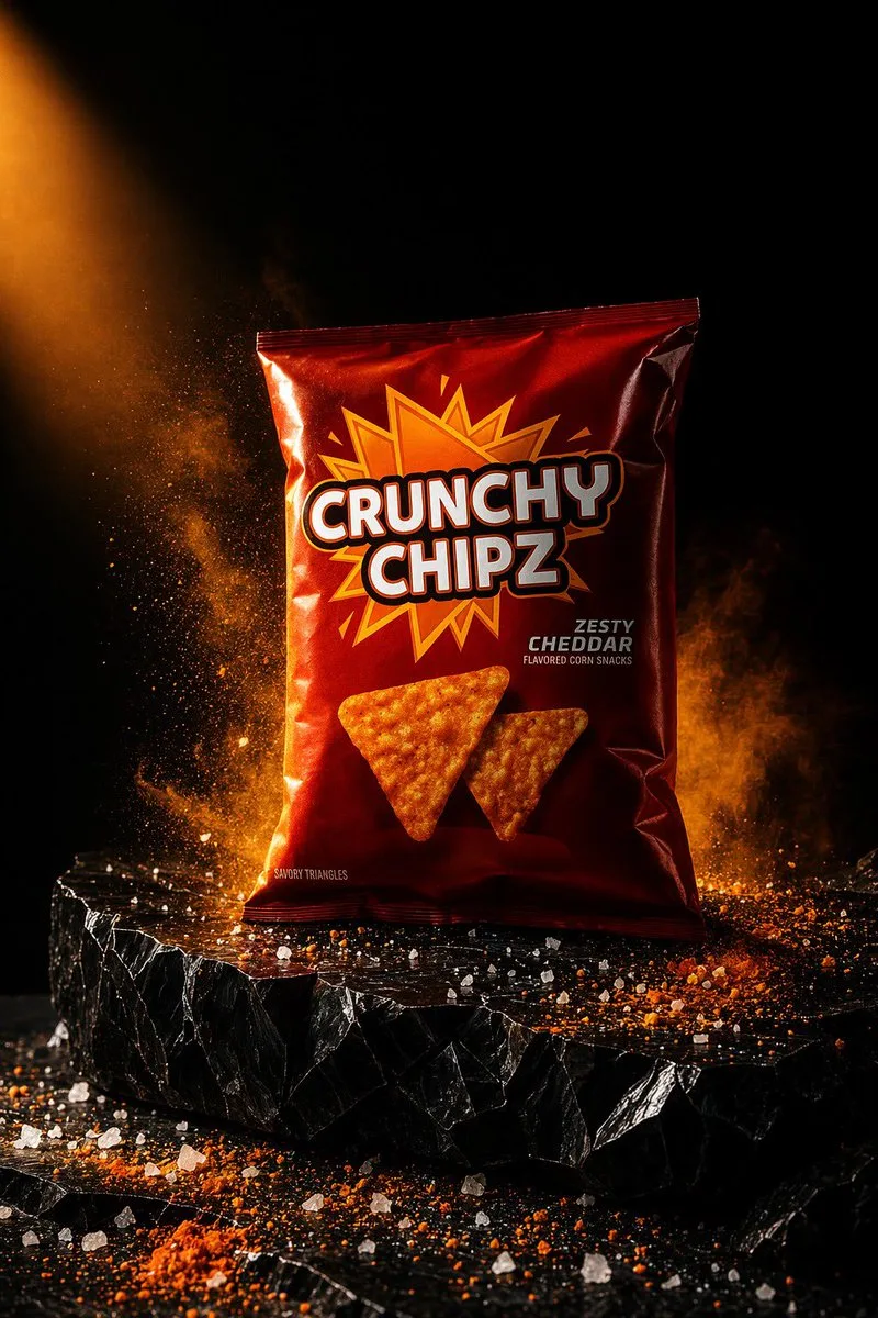 Ảnh quảng cáo gói snack cay