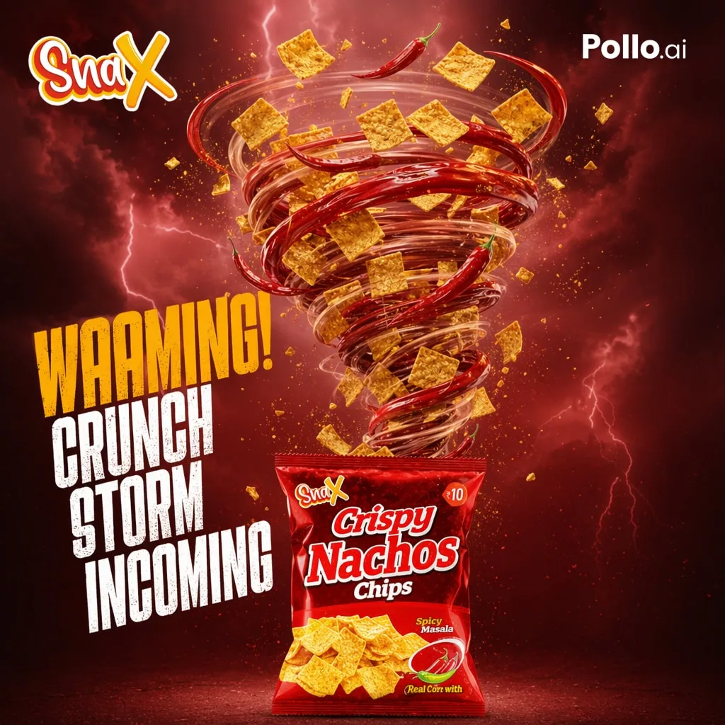 Poster quảng cáo snack nacho lốc xoáy cay nồng