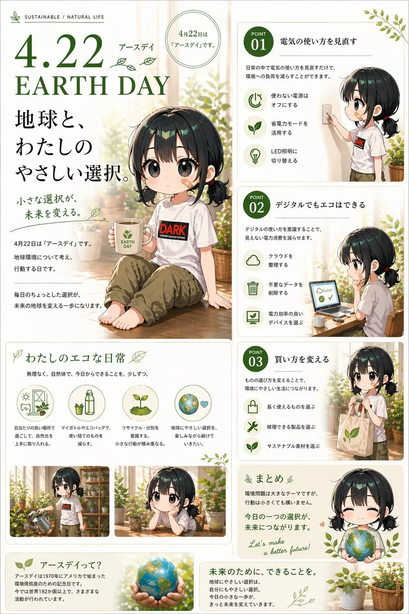 Poster anime Ngày Trái Đất phong cách Nhật Bản