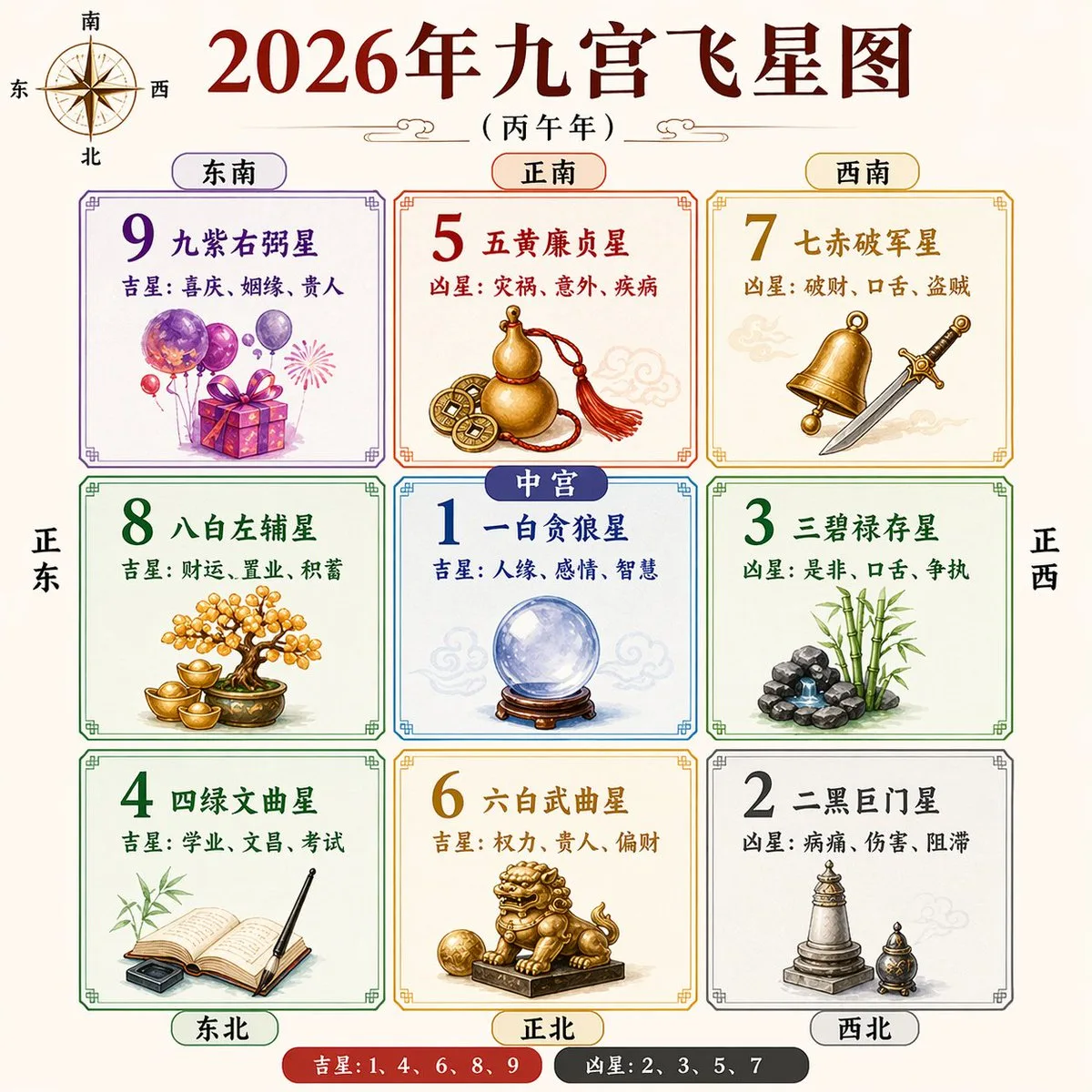 Sơ đồ Cửu Cung Phi Tinh 2026