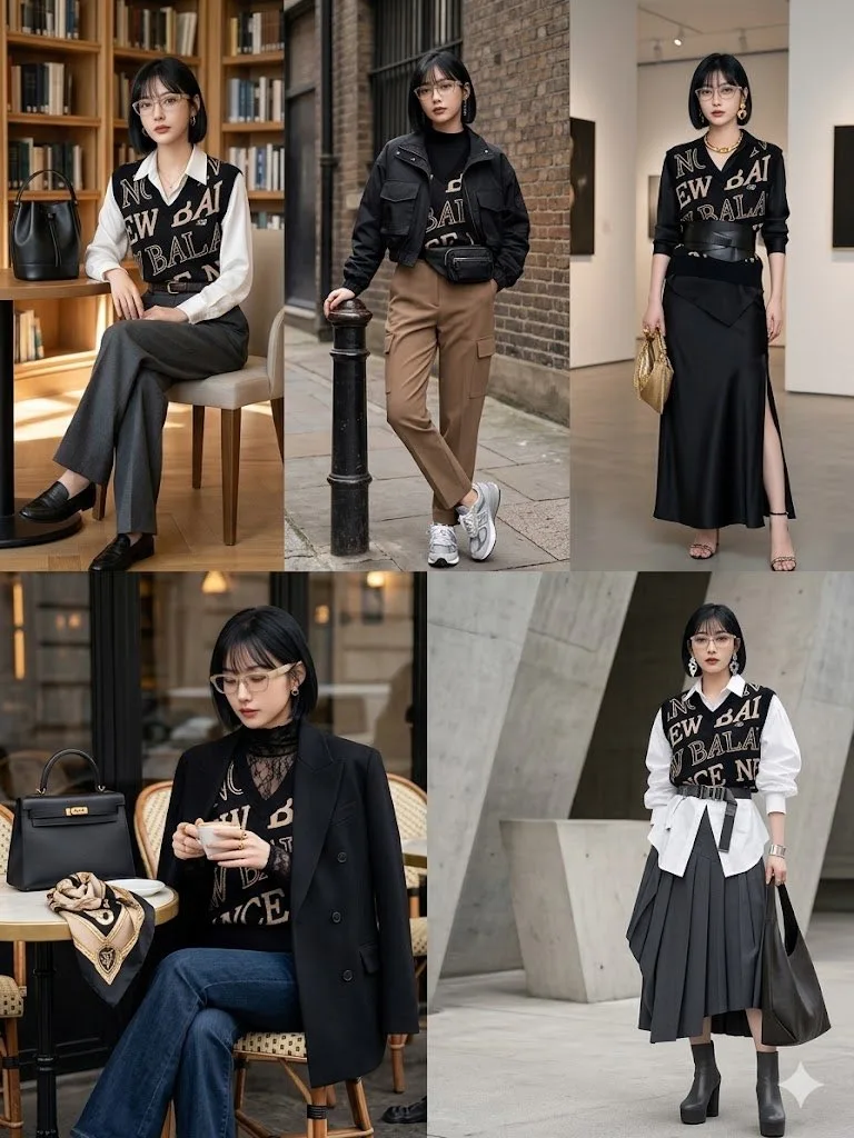 5 cách phối đồ với áo len dệt kim in chữ