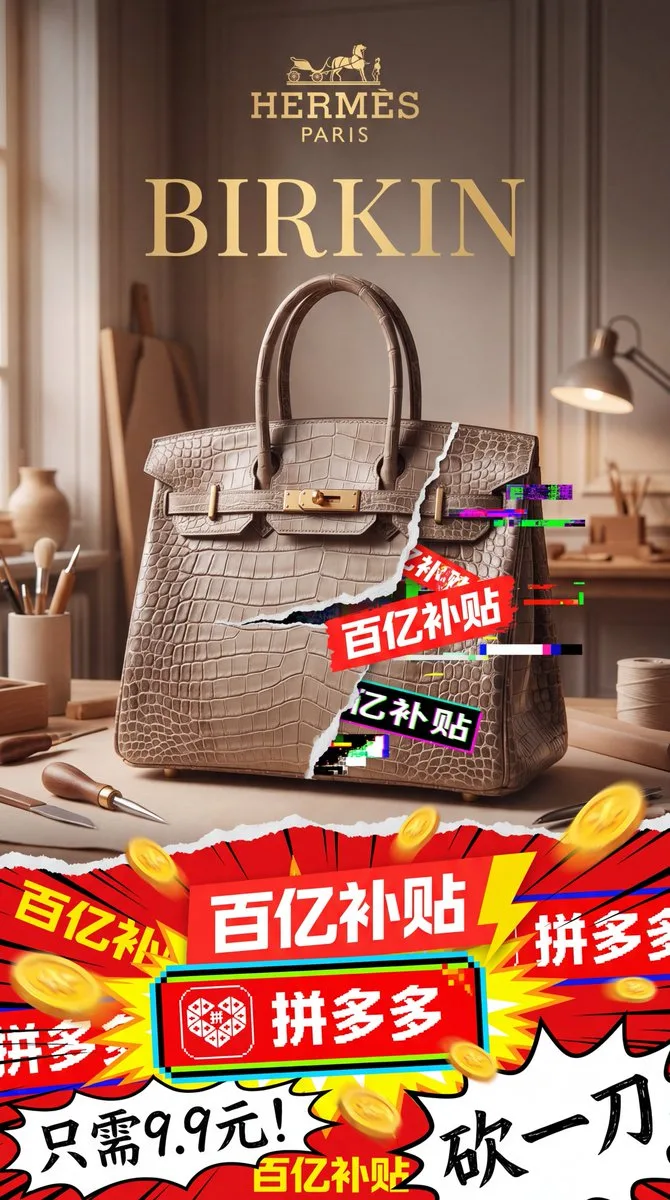 Poster túi xách xa xỉ kết hợp đại hạ giá hỗn loạn