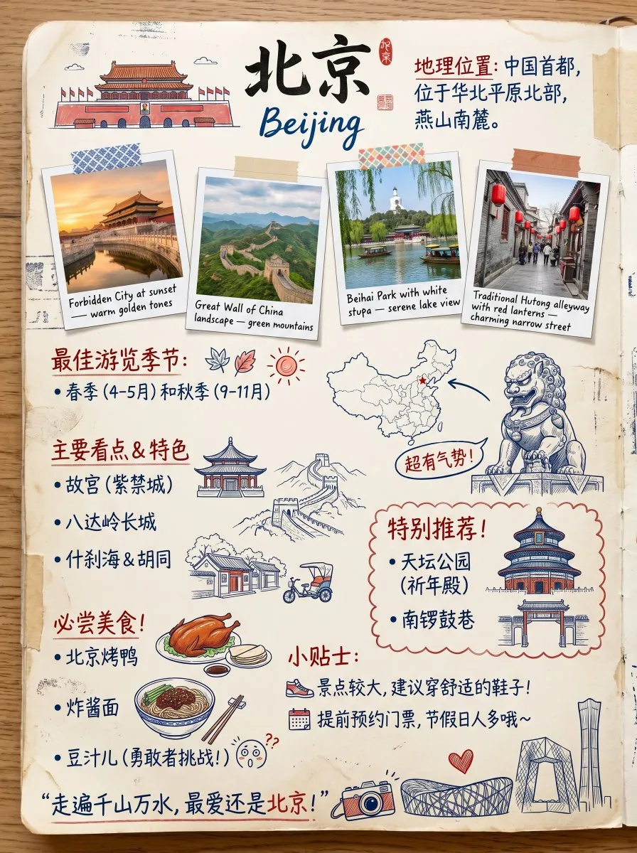 Poster sổ lưu niệm du lịch Bắc Kinh phong cách cổ điển