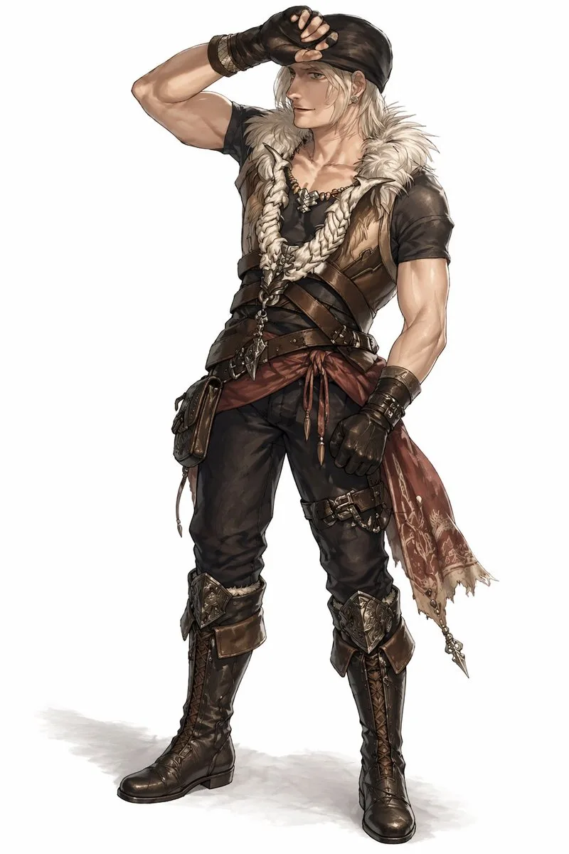 Nhân vật nam nhà thám hiểm fantasy toàn thân