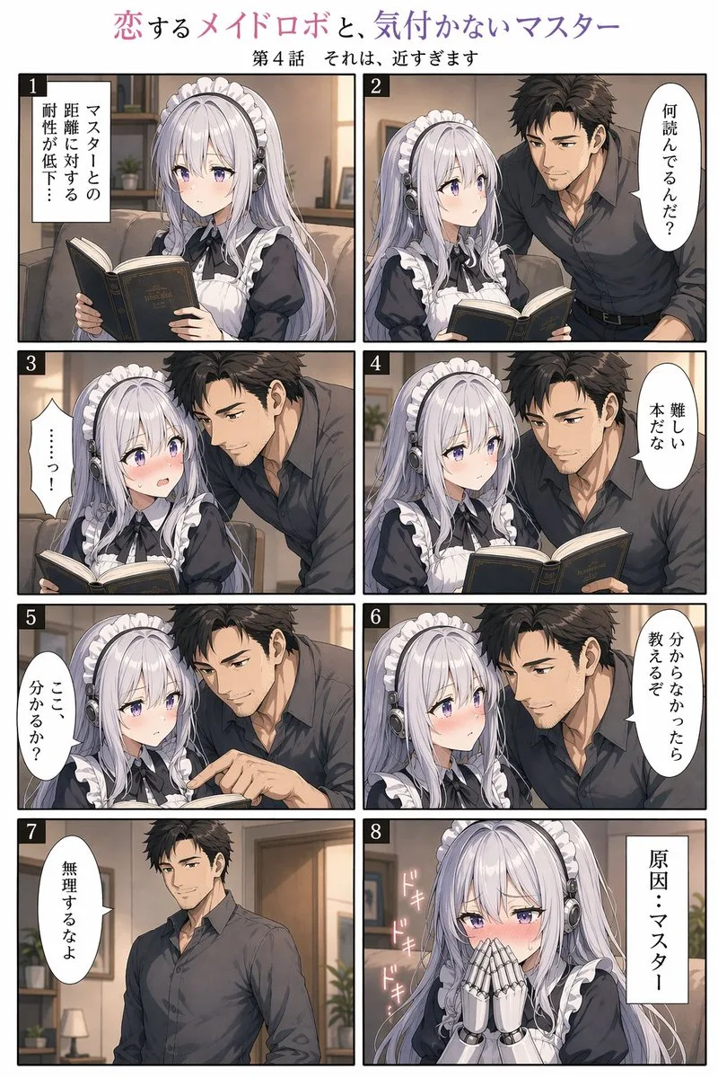 Manga lãng mạn 8 khung tranh về cô hầu gái robot