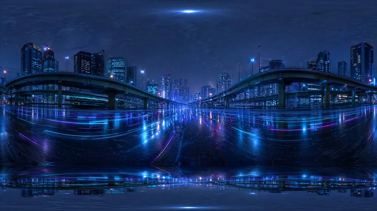 Bản đồ HDRI cao tốc thành phố cyberpunk