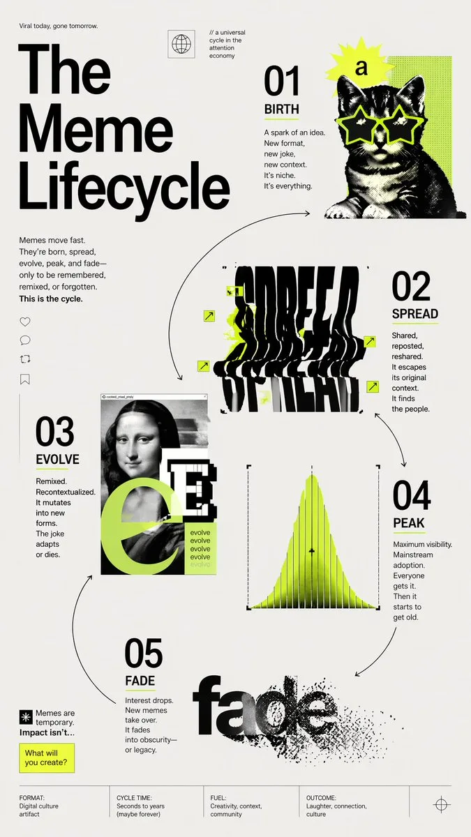 Infographic biên tập về vòng đời của meme