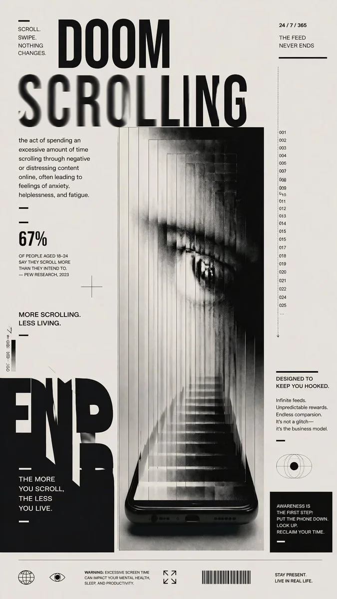Poster biên tập về Doomscrolling
