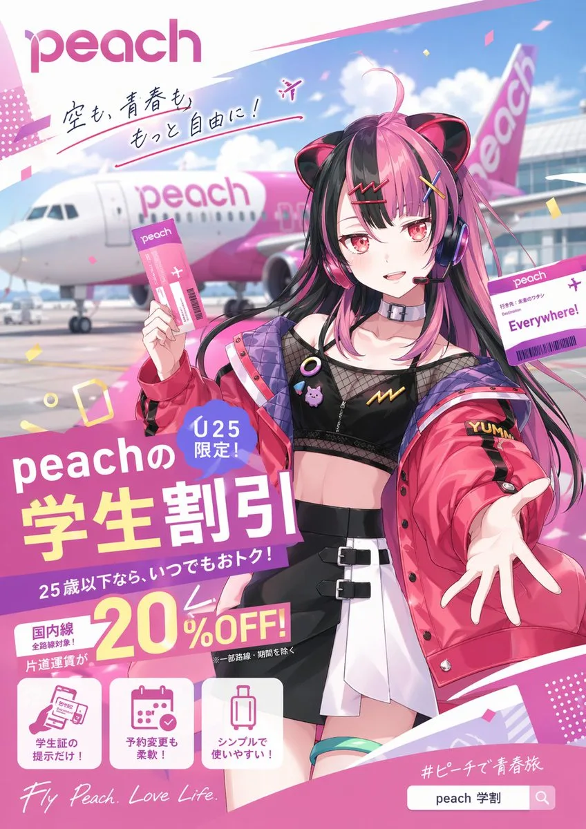 Poster anime quảng cáo vé máy bay ưu đãi sinh viên