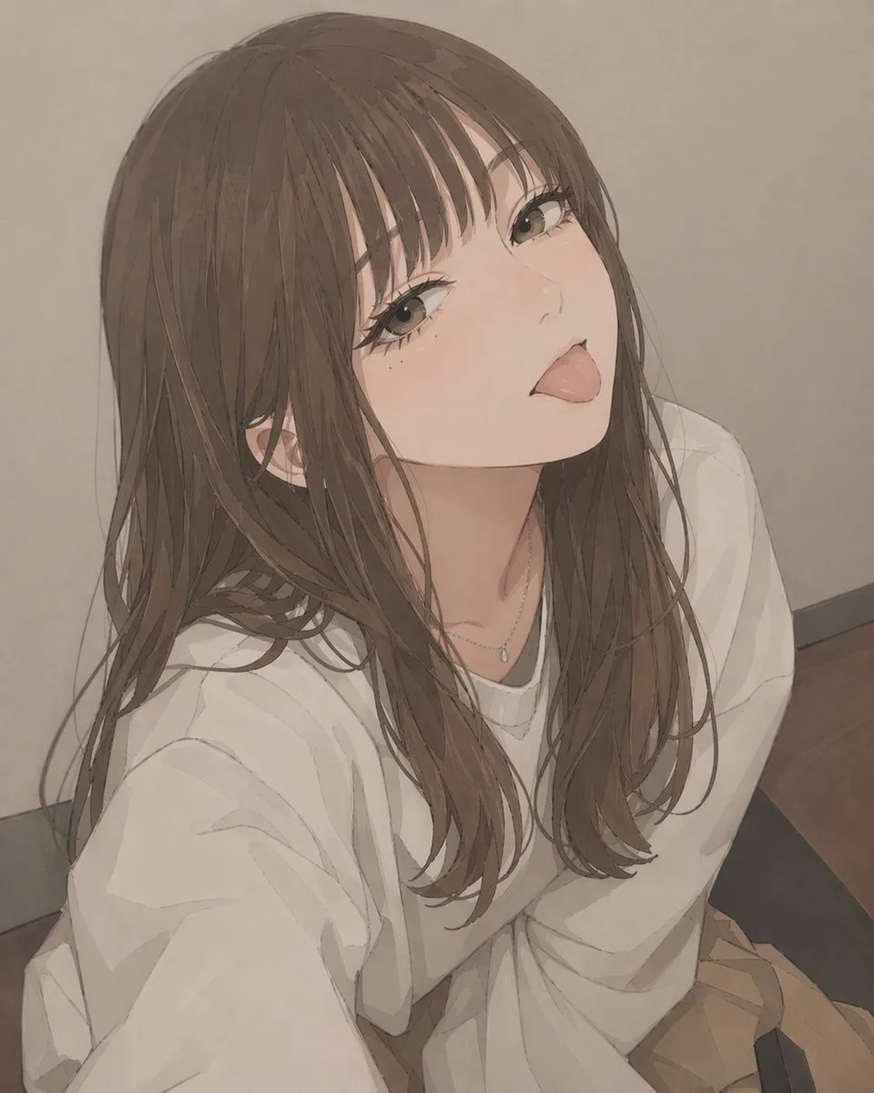 Chân dung selfie cô gái anime che mặt