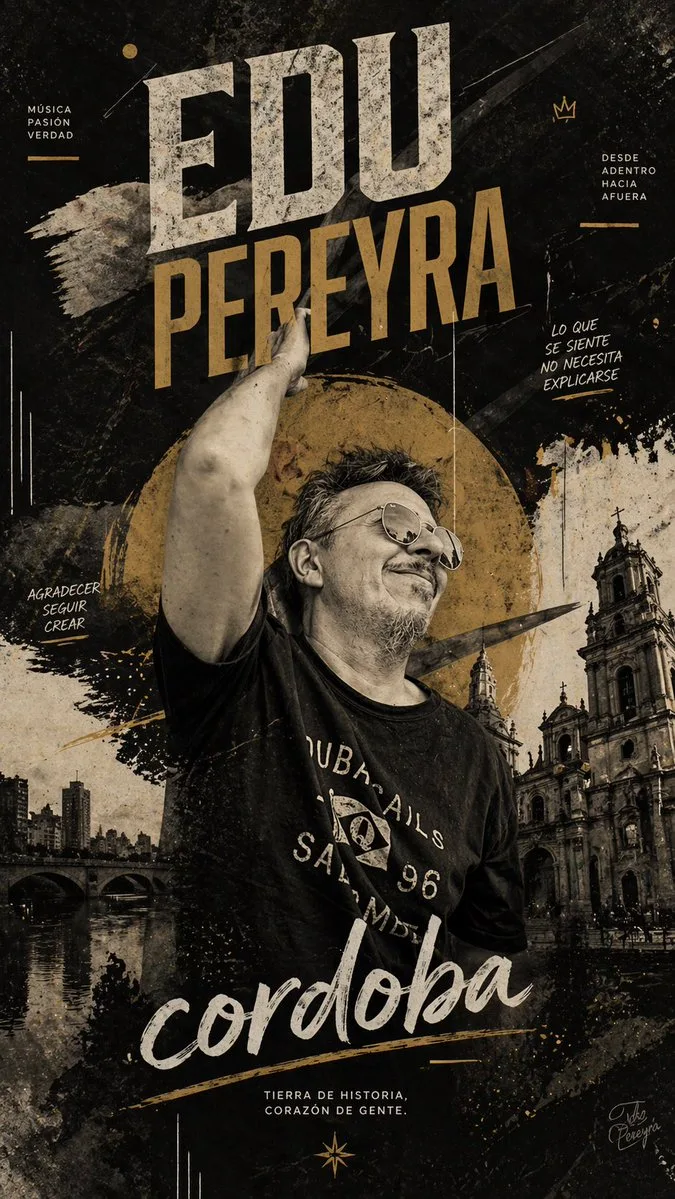 Poster âm nhạc Córdoba phong cách grunge bụi bặm