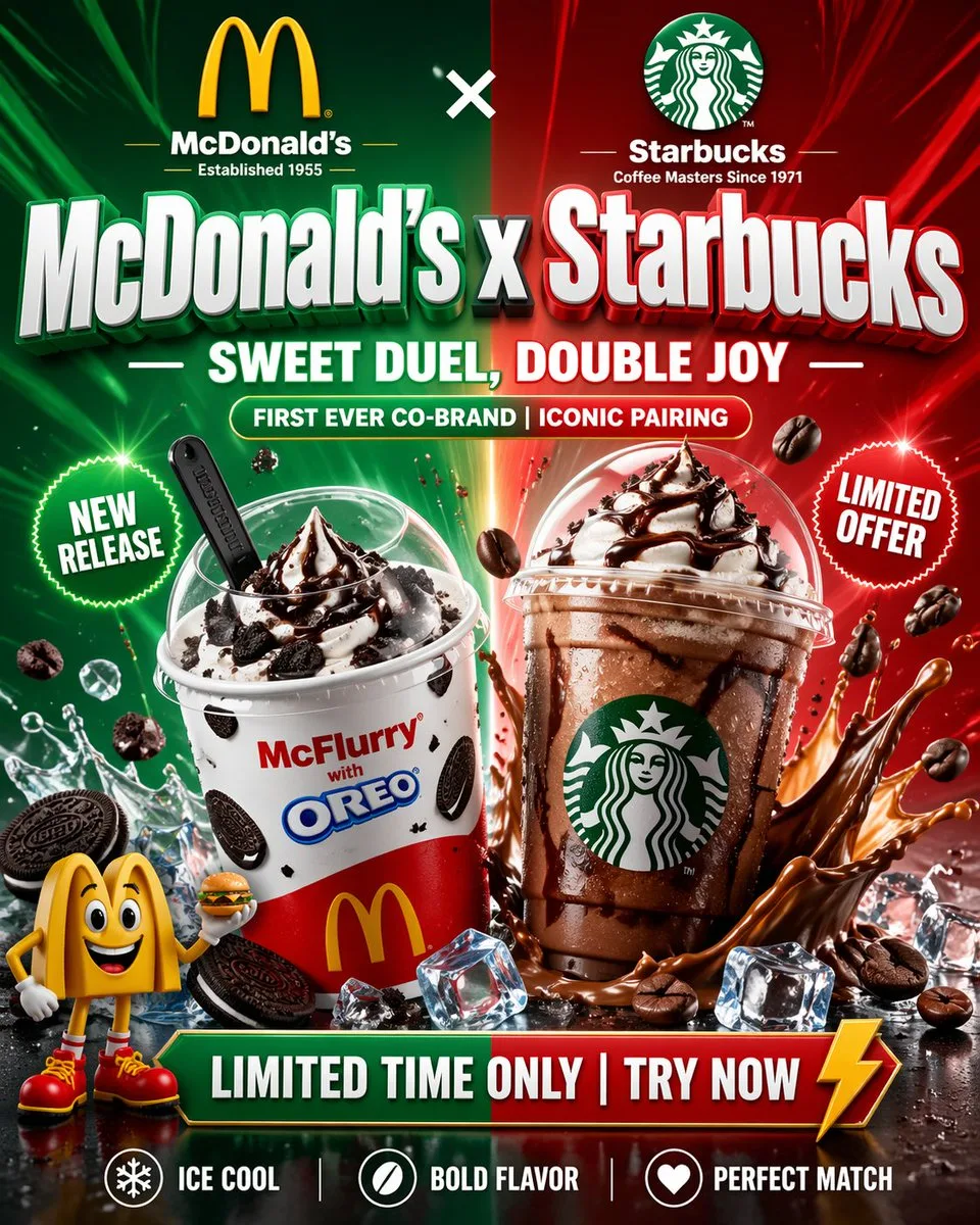 Poster quảng cáo kết hợp McDonald’s x Starbucks