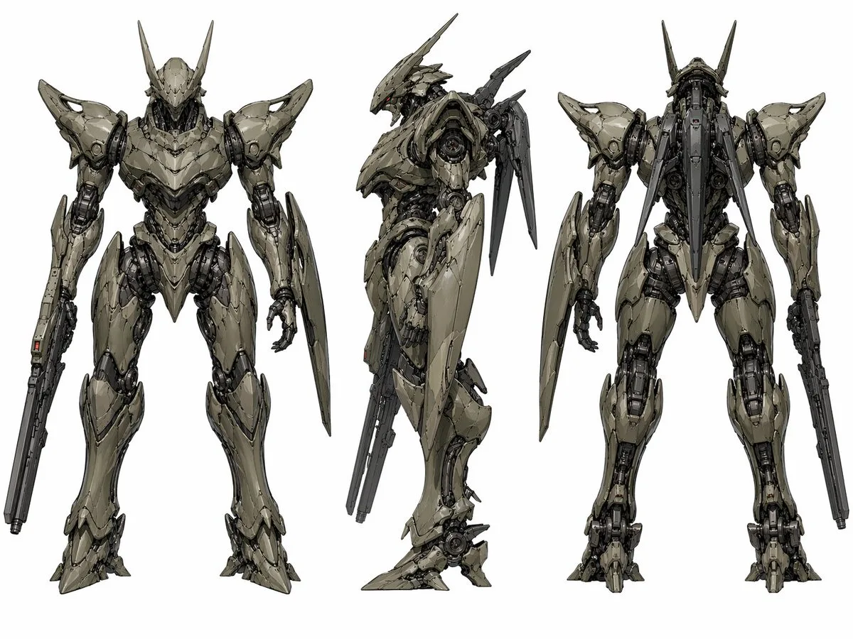 Bảng thiết kế đa góc nhìn mecha khoa học viễn tưởng