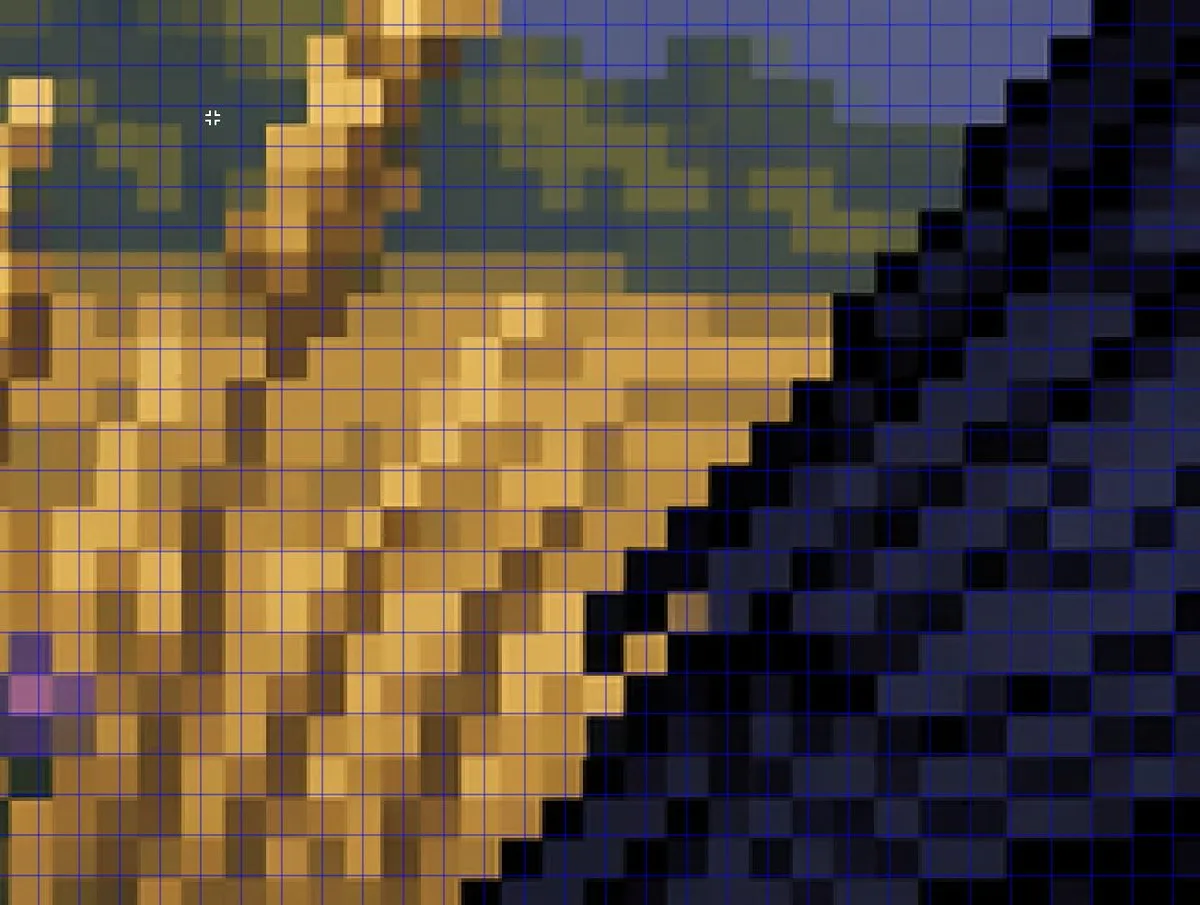 Phân tích lưới pixel art giả phóng to