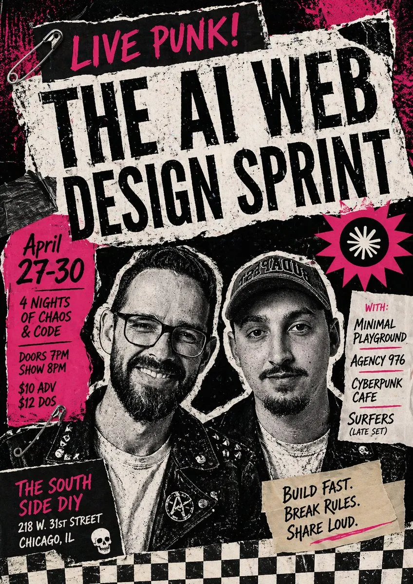 Poster sự kiện Punk AI Sprint phong cách punk rock