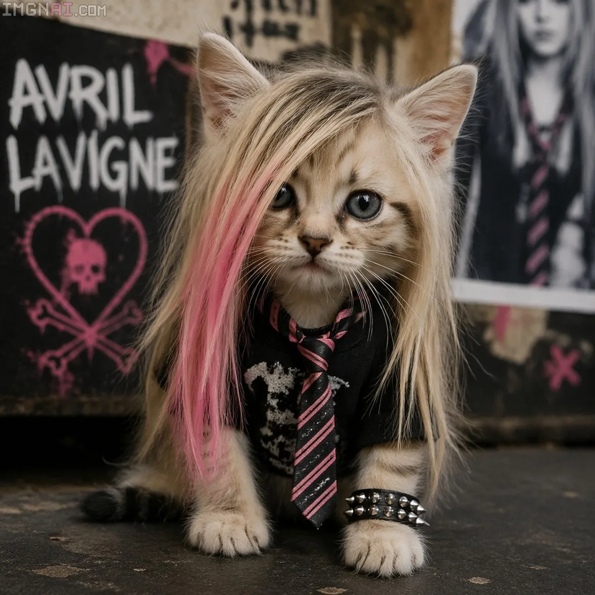 Chân dung mèo con phong cách pop-punk emo