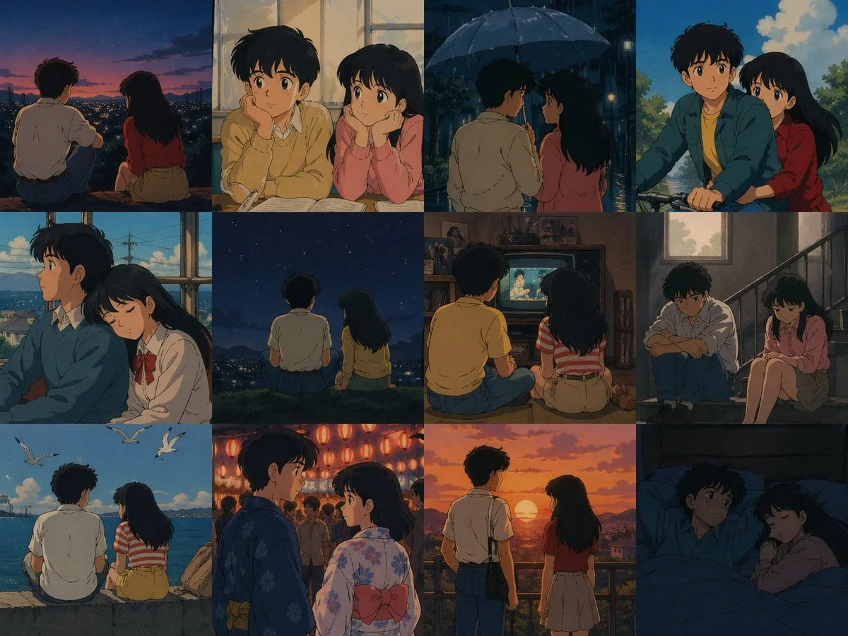 Lưới ảnh ký ức phong cách anime thập niên 80