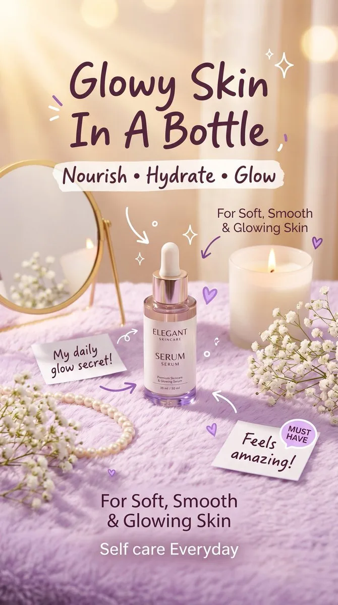 Quảng cáo serum dưỡng da cao cấp phong cách pastel
