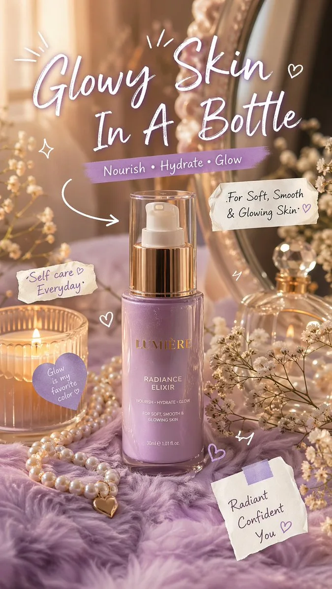 Quảng cáo serum dưỡng da cao cấp sắc tím oải hương