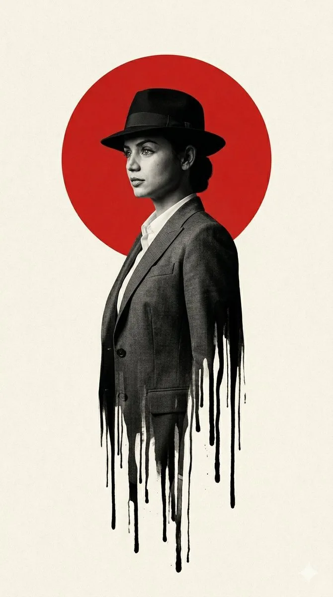 Poster noir người đàn ông và mặt trời đỏ