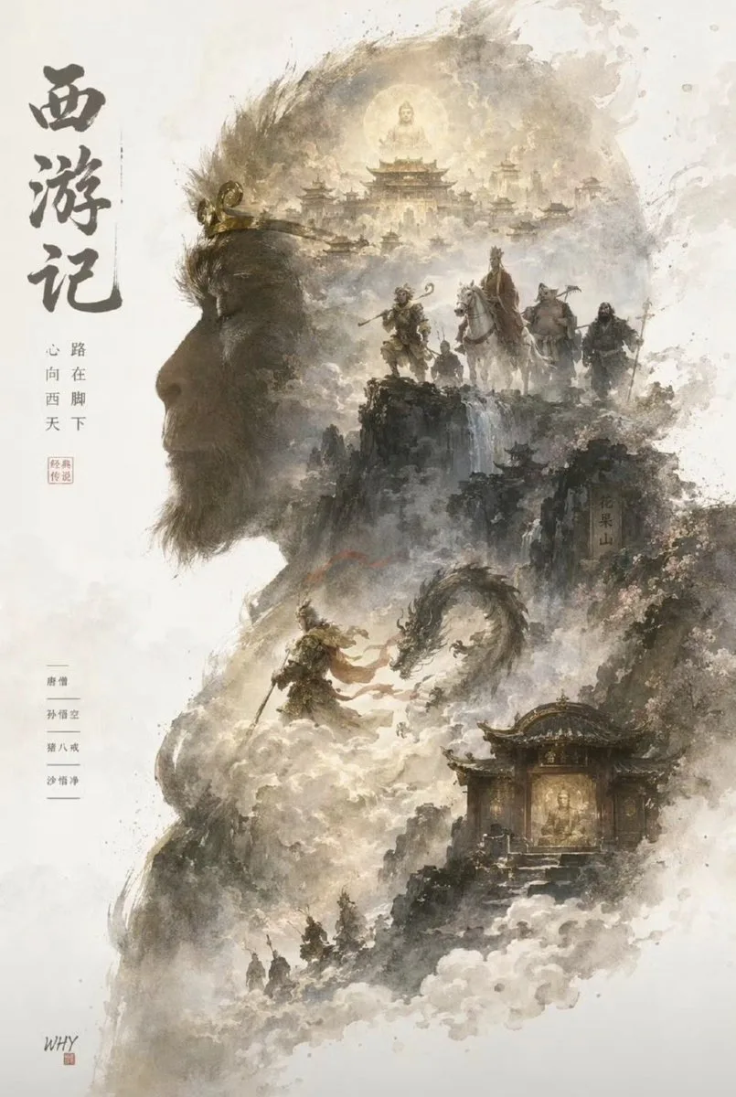 Poster tranh thủy mặc Tây Du Ký