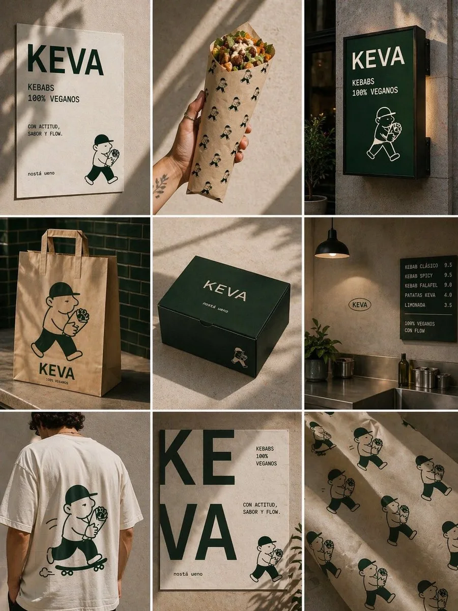 Moodboard nhận diện thương hiệu kebab chay KEVA