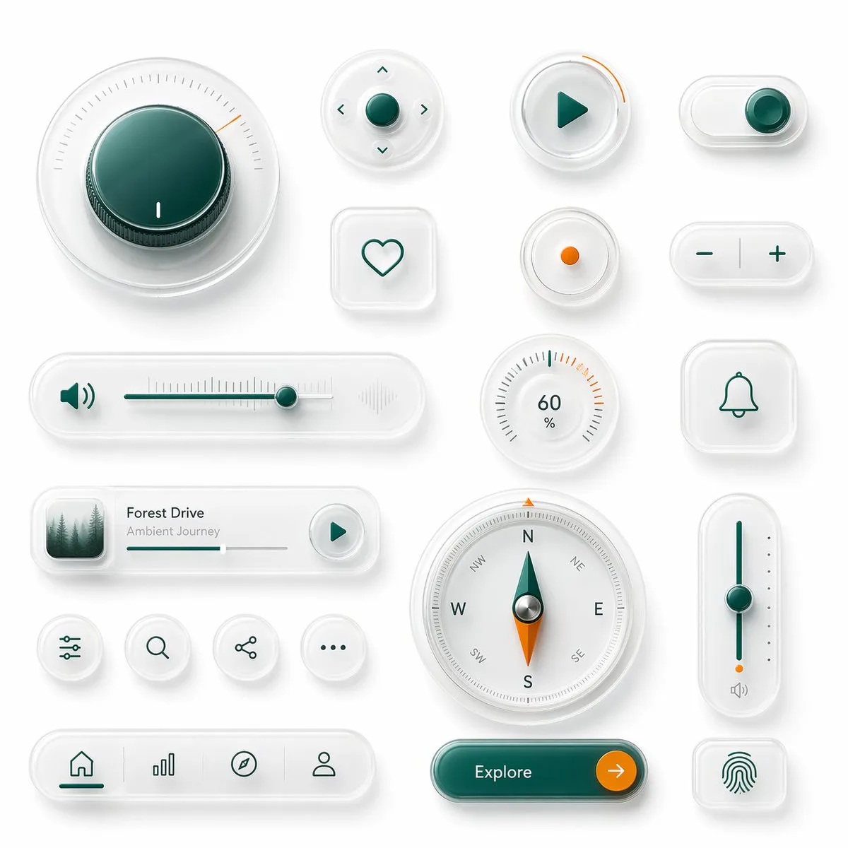Bảng thiết kế bộ UI kit kính Neumorphic