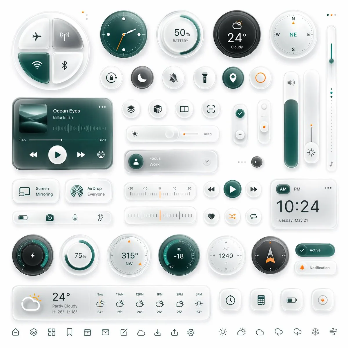 Bộ UI Kit Dashboard thông minh phong cách Glassmorphism