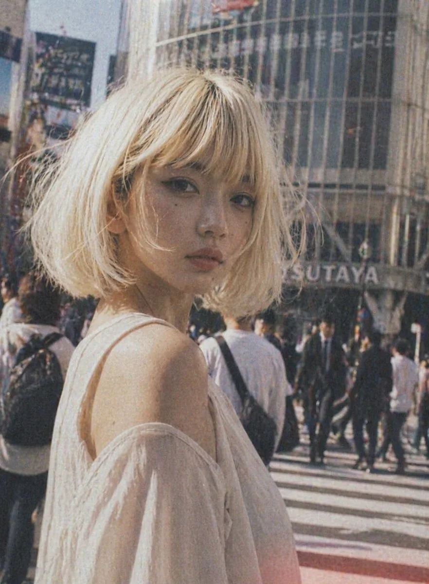 Ảnh chân dung thời trang đường phố Shibuya phong cách cổ điển