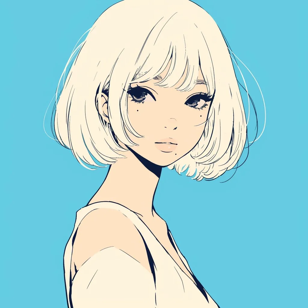 Chân dung góc nghiêng cô gái anime tối giản
