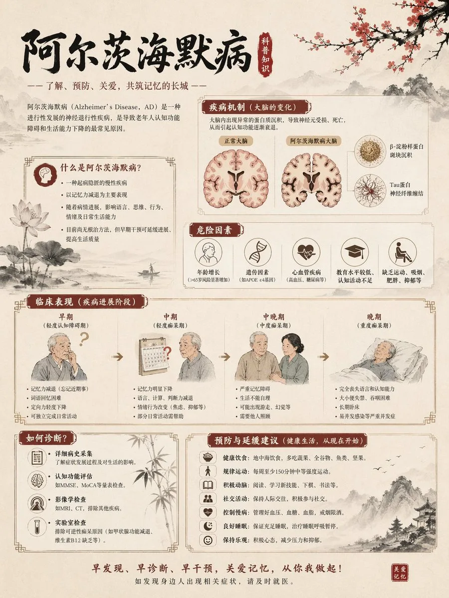 Đồ họa thông tin nâng cao nhận thức về bệnh Alzheimer phong cách thủy mặc