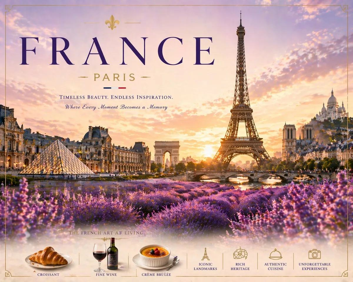 Poster du lịch Paris lãng mạn