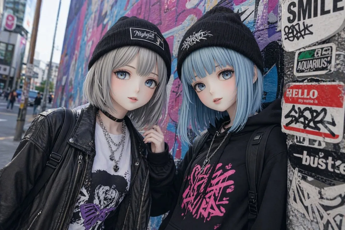 Chân dung đôi phong cách thời trang đường phố Kawaii
