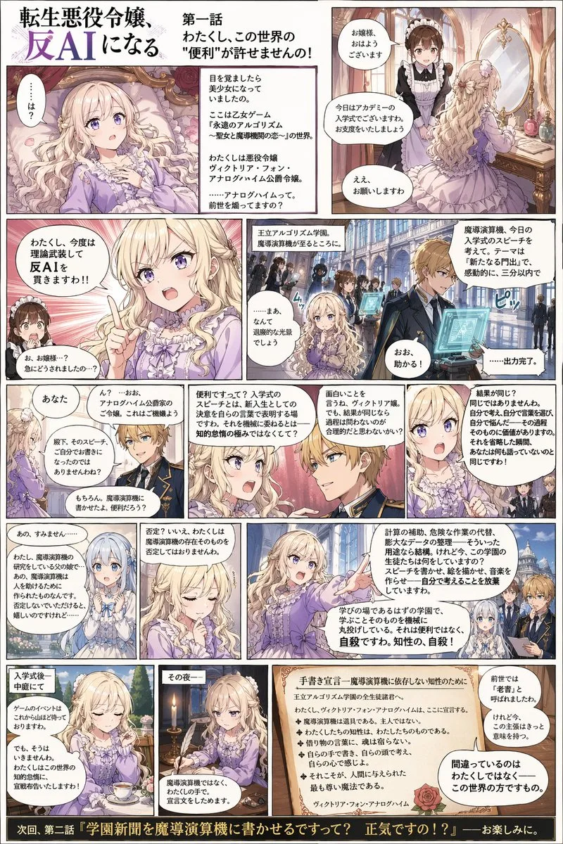 Poster manga nữ phản diện bài trừ AI