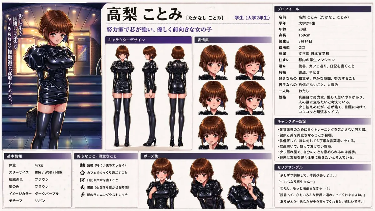 Bảng hồ sơ thiết kế nhân vật anime