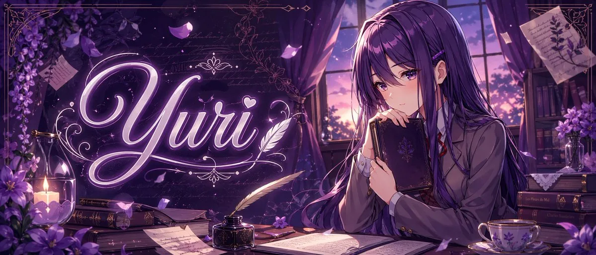 Banner anime yuri sắc tím mộng mơ